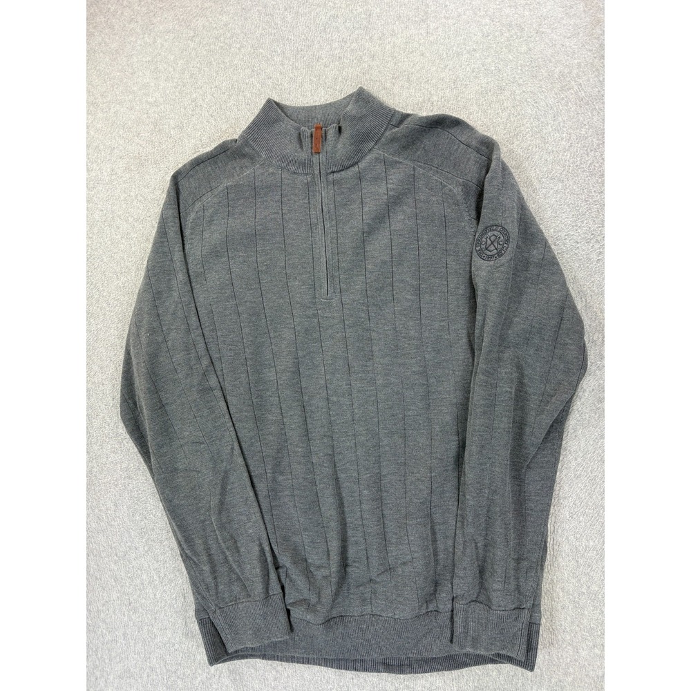 Footjoy Lined Drop Needle 1/4 Zip Country‎ Club Sweater (Men's Large) Gray